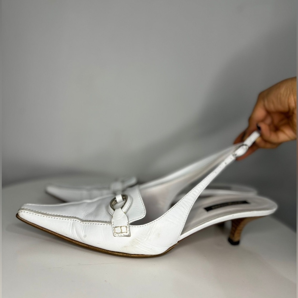 Sergio Rossi White Leather Slingback Heels – Size 40, Made in Italy